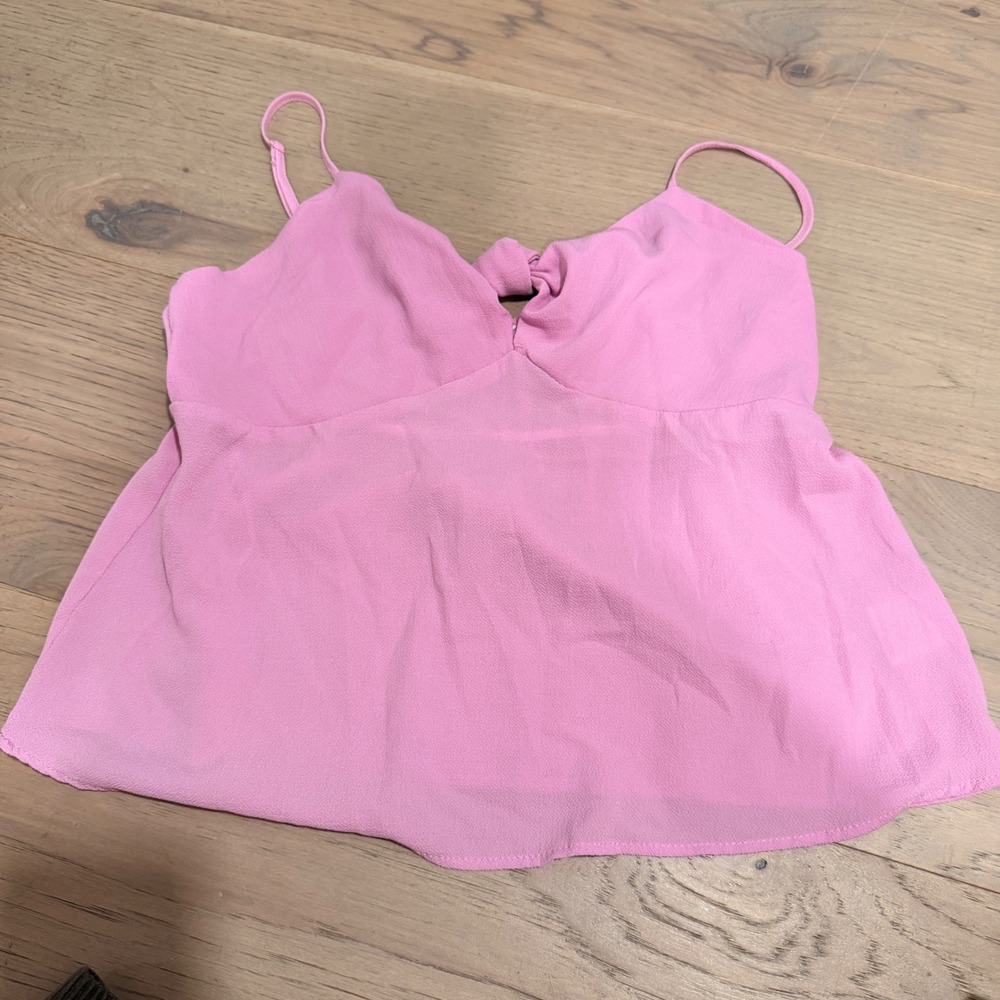 Pink Rose Women Medium Pink Knot Front Babydoll Cami Spaghetti Strap Tank Top